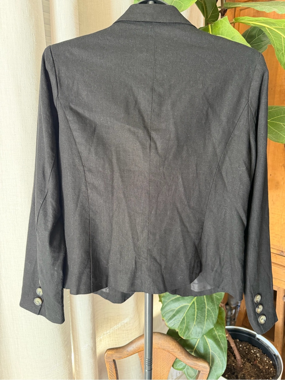Halston Heritage Black Women's Single-Button Tailored Blazer - Picture 5 of 6
